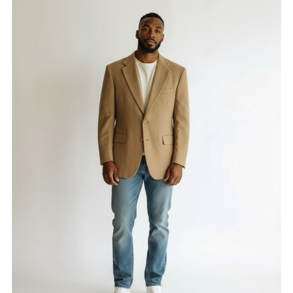 Robert Stock Camel Hair Blazer Men 48R Two Button Sport Coat